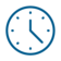 Dunkelblaues Icon: Uhr mit Zeiger