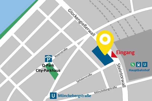 Anfahrtsskizze AllDent Hamburg Hauptbahnhof
